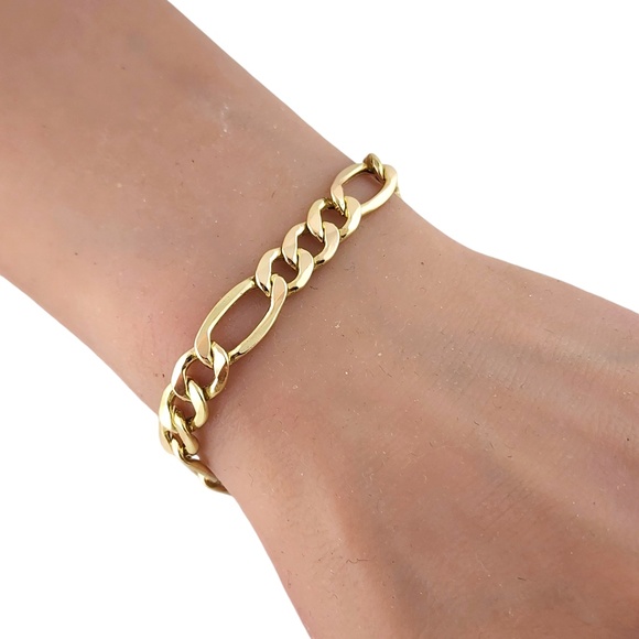 10 Karat Yellow Gold Figaro Chain Link Bracelet #18895 - Picture 9 of 9